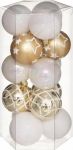 J&otilde;ulupuu m&auml;nguasjade komplekt F&eacute;&eacute;ric Lights and Christmas, kuld v./valge v./p&auml;rlvalge v., 5 cm, 5 cm, pol&uuml;vin&uuml;&uuml;lkloriid (pvc), 15 tk