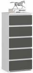 Kummut Akord CL5, valge v./hall v., 92 cm x 40 cm x 35 cm