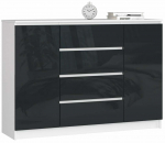 Kummut Akord K140 2D 4SZ, valge v./grafiit v., 99 cm x 138.4 cm x 40 cm