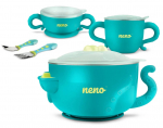 N&otilde;ude komplekt Neno Polpo, 400 ml, 0 kuud, roostevaba teras/silikoon/pol&uuml;prop&uuml;leen (pp), roheline