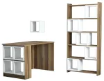 Kontorim&ouml;&ouml;bli komplekt Kalune Design Box Desk & Bookshelf & Wall Shelf, valge v./p&auml;hklipuu v., 170 cm x 22 cm x 80 cm
