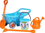 Liivakasti m&auml;nguasjade komplekt Technok Wheelbarrow, sinine v./oranž v., 55 mm x 35 mm