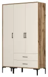 Riidekapp Kalune Design Kumsal ST, kreemjasvalge/p&auml;hklipuu v., 47.5 cm x 120 cm x 201.4 cm