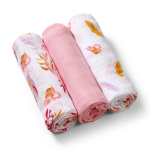 M&auml;hkimistekk BabyOno Natural Bamboo Pink Feathers, 70 cm x 70 cm, 70 x 70 cm, 3 tk