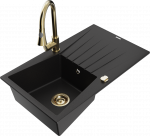 K&ouml;&ouml;givalamu koos kraaniga Mexen Cesar Black+Gold, graniit, 77 cm x 47 cm x 20 cm, kuldne/must