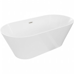 Vann seinaga, teisaldatav Mexen Luna Slim, 170 cm x 75 cm x 58 cm, ovaalne, valge/matt nikkel