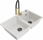 K&ouml;&ouml;givalamu koos kraaniga Mexen Tomas, graniit, 80 cm x 50 cm x 19 cm, kuldne/valge/h&otilde;be