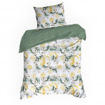 Voodipesukomplekt Spring PTE-195, valge v./kollane v./roheline v., 70 x 80 cm, 140 x 200 cm, 2 os.
