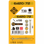 Puidukruvi, keeratavad puu sisse Forte Tools, 6 x 120 mm, kollane, 100 tk