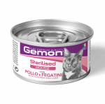 Kassi m&auml;rgtoit Gemon Mousse Sterilised, kanaliha/maks, 0.085 kg
