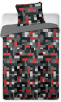 Voodipesukomplekt POW-143, must v./punane v./hall v., 70 x 90 cm, 140 x 200 cm