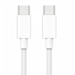 iLike CBL6 punutud traat 65 W PD USB-C-USB-C andmeside ja laadija 2 m kaabel valge