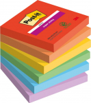 Kleepuvad m&auml;rkmelehed Post-it Super Sticky Playful, 7.6 cm x 7.6 cm, 6 tk, mitmev&auml;rviline