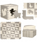 Matt beebidele - pusle Foam Mat Animals, 150 cm x 150 cm, 16 tk, hall v. beež v.