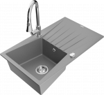 K&ouml;&ouml;givalamu koos kraaniga Mexen Cesar, graniit, 77.5 cm x 47 cm x 20 cm, grey+chrome v.