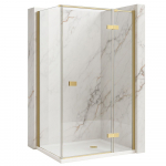 Du&scaron;ikabiin Rea Atlas KPL-K4373, ruudukujuline, aluseta, 80 cm x 80 cm x 200 cm, brushed gold/l&auml;bipaistev