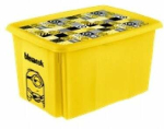 Kaanega hoiukarp, esemete hoidmiseks Keeeper Karolina Minions Mosaic, 45 l, kollane v., 55.5 x 40 x 30 cm