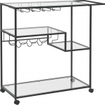 3-korruseline ratastel k&auml;ru Beliani Marcola, must v., 103 cm x 40 cm x 94 cm
