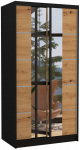 Riidekapp ADRK Ksawer, tamm v./must v., 100 cm x 58 cm x 200 cm, peegliga