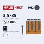 Lindikruvi, keeratavad puu sisse Haushalt, 3.5 x 35 mm, must, 1000 tk