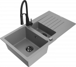 K&ouml;&ouml;givalamu koos kraaniga Mexen Matias, graniit, 90 cm x 50.5 cm x 20 cm, must/hall