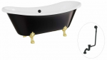 Vann, teisaldatav Besco Amelia B&W, 190 cm x 77 cm x 69 cm, ovaalne, valge/must