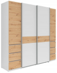 Riidekapp Fabio, valge v./artisan oak, 60 cm x 215 cm x 210 cm