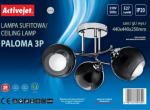 Valgusti lagi ActiveJet Paloma 3P, E27, 3 x 40 W, must v.