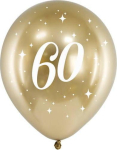 &Otilde;hupallide komplekt ovaalsed/number PartyDeco Glossy 60, kuldne v., 6 tk