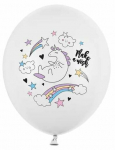 &Otilde;hupallide komplekt ovaalsed PartyDeco Unicorn, valge v., 6 tk