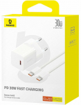 Telefoni laadija Baseus GaN5, USB Type C, valge v., 30 W