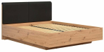 Voodi kahekohaline Lamea S632-LOZ/160/B2-DASN/NEVE_100, 160 x 200 cm, must v./artisan oak v., ilma madratsita, p&otilde;hjalippidega