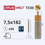 Kruvi raamidele Haushalt, 7.5x182 mm, 50 tk