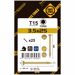 Puidukruvi, universaalsed Forte Tools, 3.5 x 25 mm, kollane, 25 tk