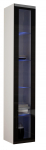 Vitriinkapp Cama Meble Vigo 180, valge v./must v./tumehall v., 40 cm x 30 cm x 180 cm
