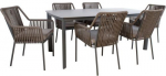 Aiam&ouml;&ouml;bli komplekt Home4you Beida 7 Piece Set, hall v./pruun v., 6 istekohta