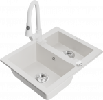 K&ouml;&ouml;givalamu koos kraaniga Mexen Carlos Elia, graniit, 58.2 cm x 47.5 cm x 17.7 cm, valge/kroom