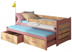 Lastevoodi koos v&auml;ljat&otilde;mmatava lisavoodiga ADRK Tiarro, tamm v./roosa v., 90 x 200 cm, voodipesu kastiga, ilma madratsita