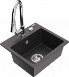 K&ouml;&ouml;givalamu koos kraaniga Mexen Milo, vaik/graniit, 43 cm x 41 cm x 17.1 cm, black granite+chrome