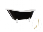 Vann, teisaldatav Besco Otylia B&W, 170 cm x 77 cm x 69.5 cm, ovaalne, kuldne/valge