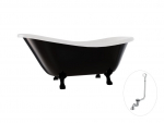 Vann, teisaldatav Besco Otylia B&W, 160 cm x 77 cm x 69.5 cm, ovaalne, valge/must