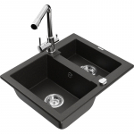 K&ouml;&ouml;givalamu koos kraaniga Mexen Carlos, graniit, 58.2 cm x 47.5 cm x 17.7 cm, metallic black/gold+chrome