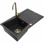 K&ouml;&ouml;givalamu koos kraaniga Mexen Cesar, graniit, 77.5 cm x 47 cm x 19 cm, metallic black/silver+gold