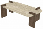 Kohvilaud Kalune Design Leapiri, p&auml;hklipuu v./travertine v., 60 cm x 120 cm x 40 cm