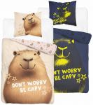 Laste voodipesukomplekt Glow In The Dark Capybara PPE-168, mitmev&auml;rviline/pruunikas v., 140 x 200 cm
