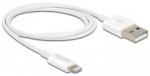 Kaabel Delock 83000 USB 2.0 A male, Lightning 8 pin male, 1 m, valge v.