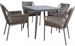 Aiam&ouml;&ouml;bli komplekt Home4you Andros 5 Piece Set, hall v./pruun v., 4 istekohta