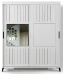 Riidekapp Kalune Design Pasific Home Fuga 180, valge v., 180 cm x 60 cm x 216 cm, peegliga