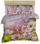 Voodipesukomplekt Mijolnir 178PRL1114, violett v./valge v./roheline v., 50 x 70 cm, 160 x 220 cm