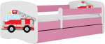 Lastevoodi Kocot Kids Babydreams Fire Brigade, valge v./roosa v., 80 x 160 cm, ilma voodipesukastita, ilma madratsita